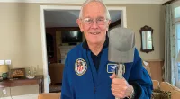 Astronaut Charlie Duke with the shovel he kept for 51 years but has now sold