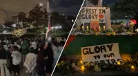 Students hide identities with masks while praising Hamas' massacre of Israelis