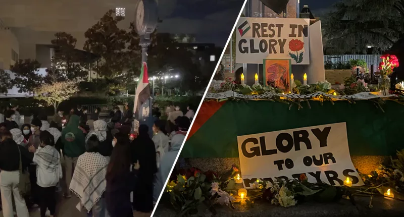 Students hide identities with masks while praising Hamas' massacre of Israelis
