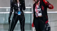 Kendra Chantelle (left) was inspired by her mother to dress up as Catwoman for the 2023 New York Comic Con along with her friend, A-Jia Alston, as Harley Quinn