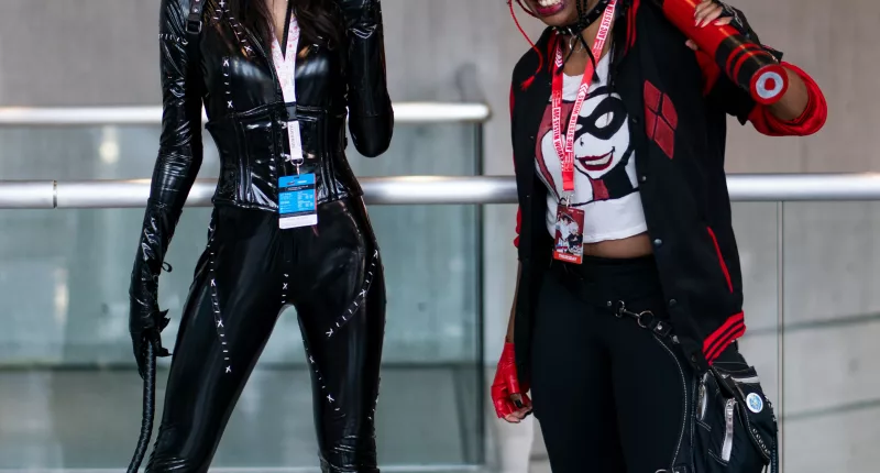 Kendra Chantelle (left) was inspired by her mother to dress up as Catwoman for the 2023 New York Comic Con along with her friend, A-Jia Alston, as Harley Quinn