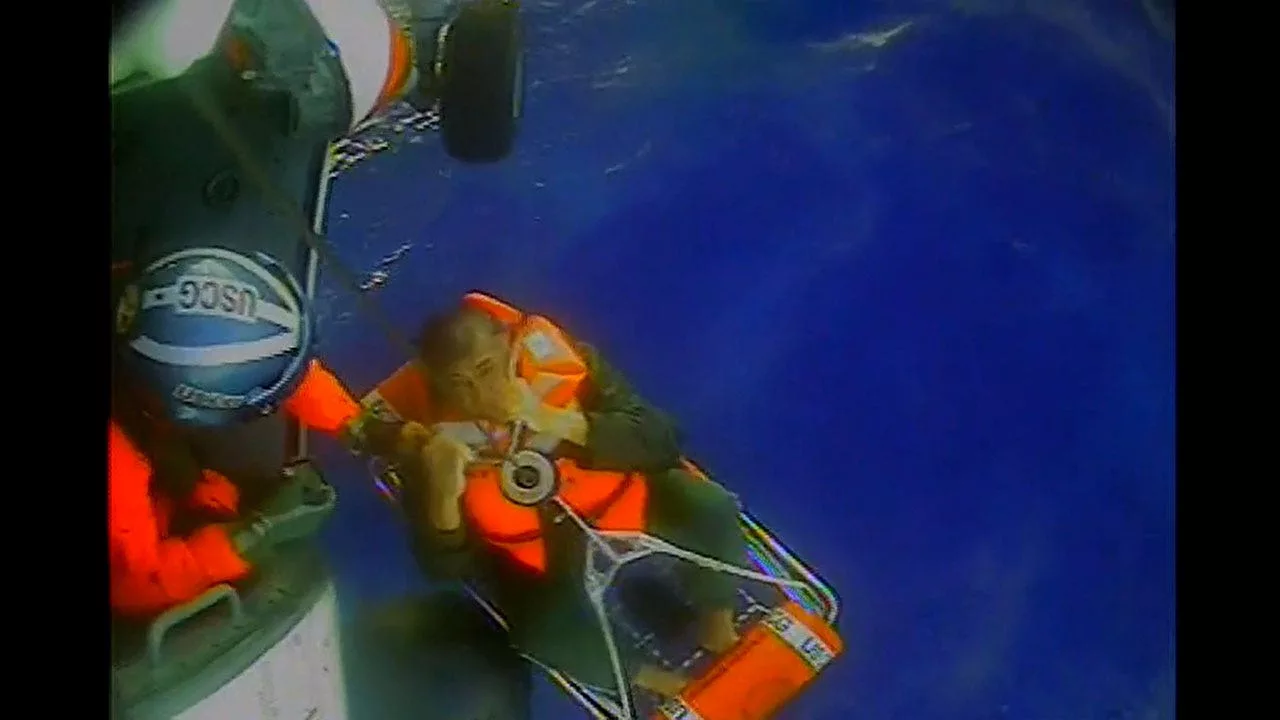 US Coast Guard saves North Carolina catamaran sailors in dramatic helicopter rescue