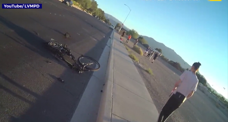 Video: Bike victim's family, Vegas police in moments at hit-and-run scene