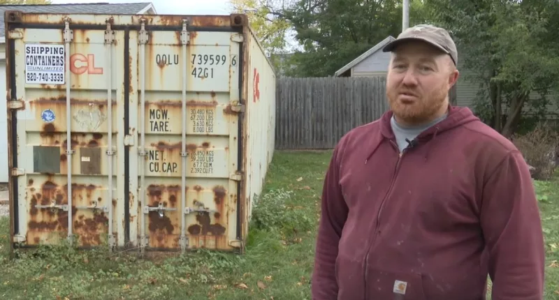 Asher Jacobson is using an old shipping container to store his construction tools while he works on his properties