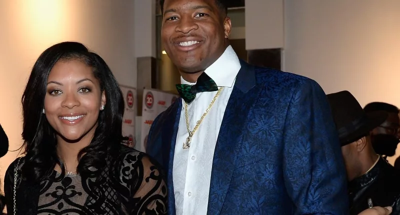 Jameis Winston and his wife, Breion Allen, attend the Super Bowl Gospel Celebration in Atlanta