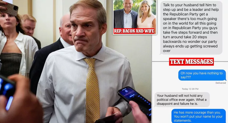 Wife of congressman receives texts warning her husband to back Jordan