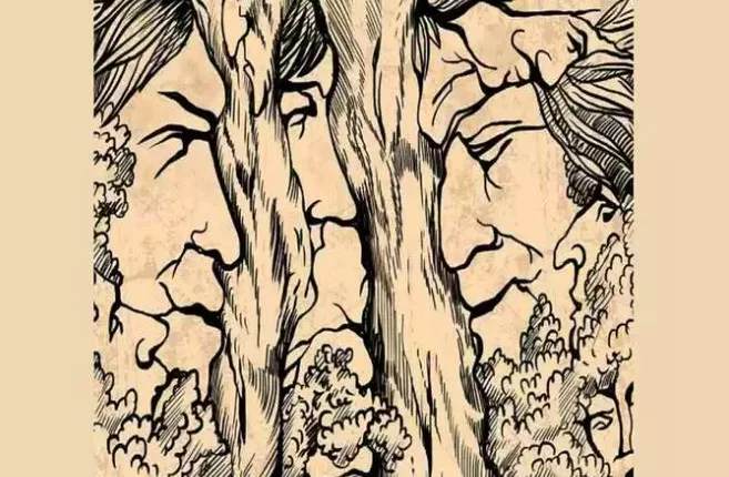 You could be in the top one per cent if you can spot all nine faces in this woodland drawing