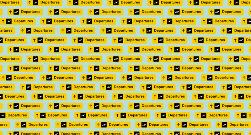 The dizzying graphic has dozens of departure signs