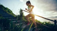 woman brisk stair climbing walking every day