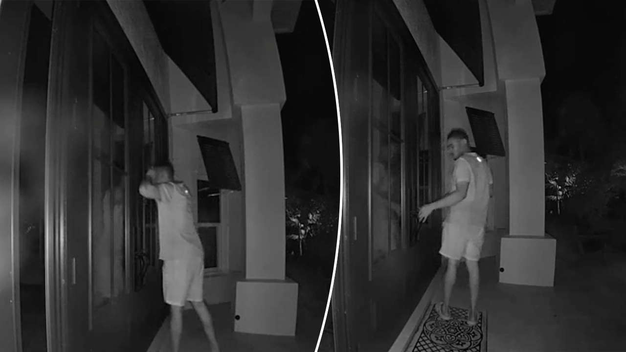 Alleged squatter creeps around ritzy neighborhood to scout new home: video