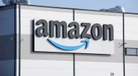 FILE - An Amazon company logo marks the facade of a company