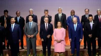Leaders, including Chinese President Xi Jinping, from left, Canadian Prime Minister Justin Trudeau, Australia