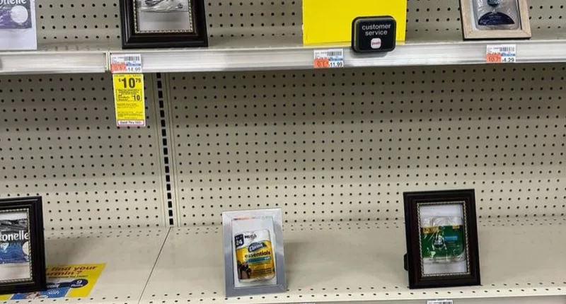 Photos of toilet paper and paper towels have replaced the actual product at one CVS store