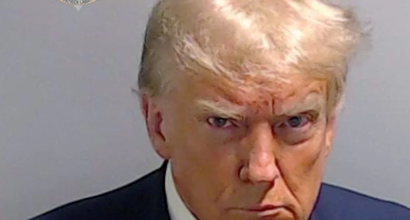 Former U.S. President Donald Trump's mugshot after he was indicted for racketeering