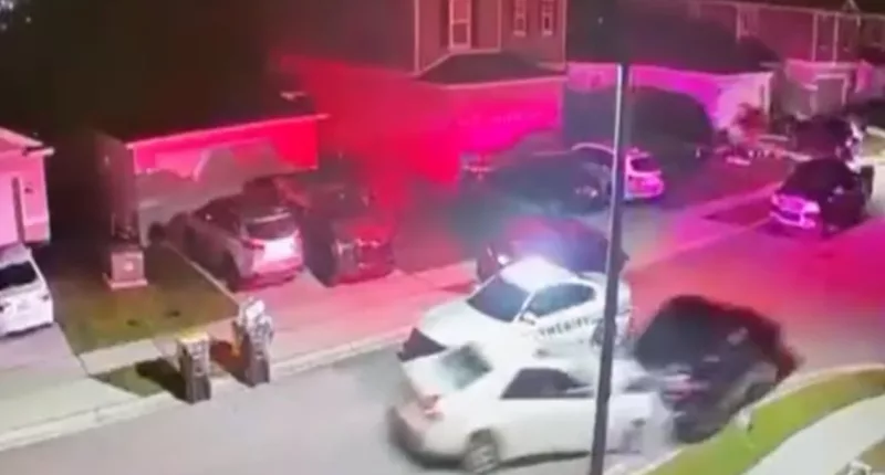 Two suspects attempted to flee law enforcement but ended up smashing head-on into a parked vehicle