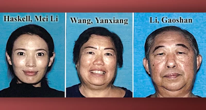 A police handout of Mei Li Haskell, Gaoshan Li and Yanxiang Wang