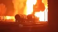 The huge explosion rocked the Russian-held city