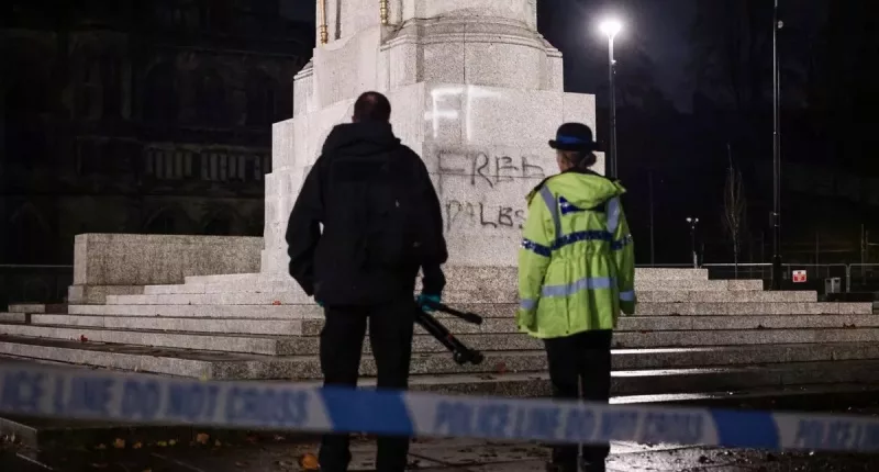 The memorial in Rochdale is currently being guarded by Police with patrols and CCTV after two incidents this week at the site