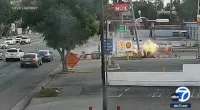 High speed police chase ends in huge fireball after stolen Dodge crash