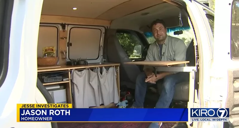 Jason Roth has been living in his van amid claims that his tenant owes him nearly $50,000 in nine months of unpaid rent