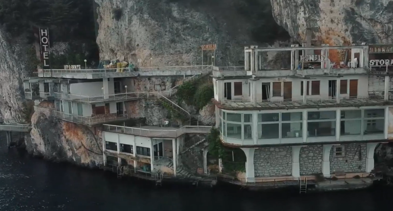 Hotel Ponale is nestled between the mountains clinging to a cliff