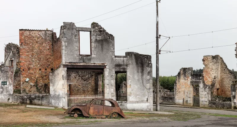 The abandoned town of Oradour-sur-Glane in Haute-Vienne, west central France