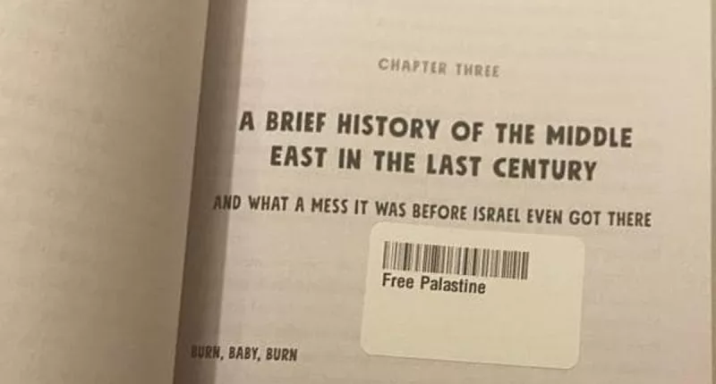 Jewish mom got Israeli history book with pro-Palestine stickers