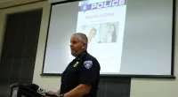 The Cornelius Police Department (pictured chief Chris Baucum) held a community gathering on the one year anniversary of Madalina Cojocari's disappearance