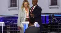 Tim Scott posed with his girlfriend Mindy Noce at the end of Wednesday's GOP presidential debate