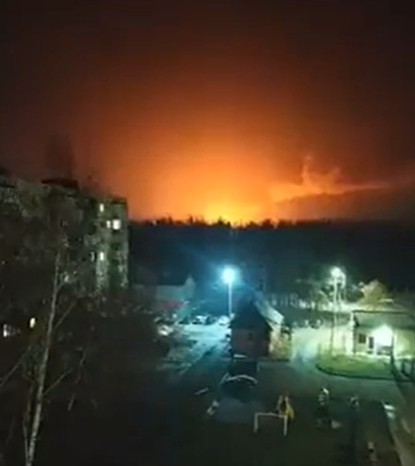 The sky was lit up following the alleged explosion at a gunpowder factory