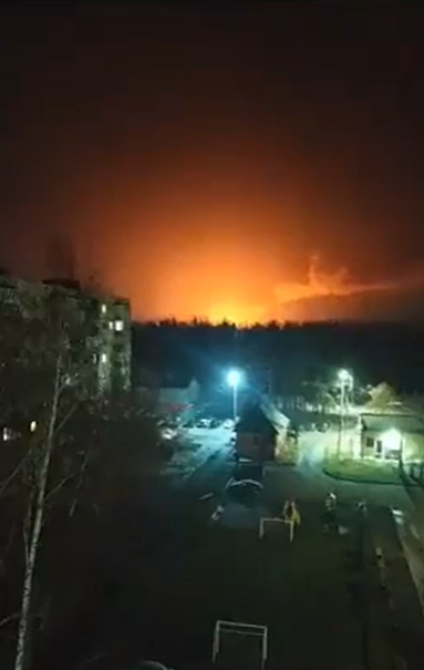 The sky was lit up following the alleged explosion at a gunpowder factory