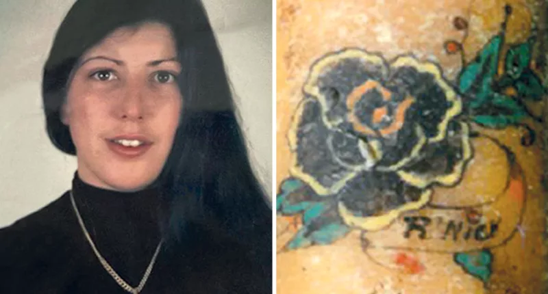 A police handout of Rita Roberts and her tattoo
