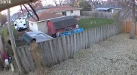Josh filmed his neighbour dumping a bin filled with leaves into his garden