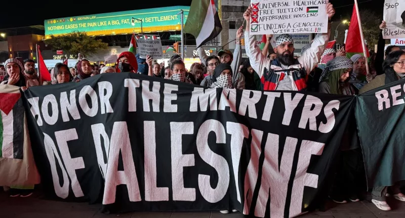 New York pro-Palestinian protesters climb on US mail truck, chant for Israel's destruction in Brooklyn march