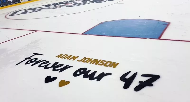 Panthers pay tribute to Adam Johnson with message painted onto the ice