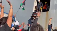 Pro-Palestine protestors block US ship 'sending weapons to Israel'