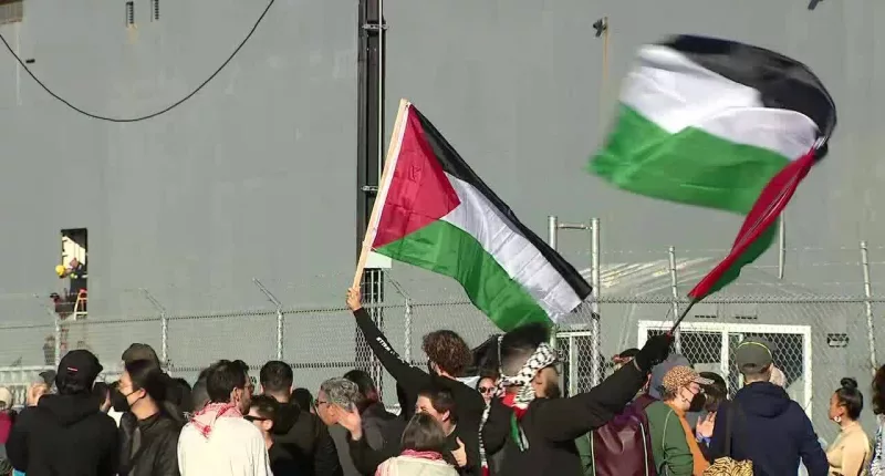 Pro-Palestinian protesters in California block U.S. government ship: 'Joe Biden, you can't hide'