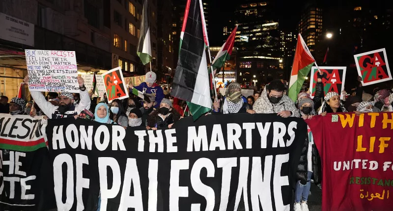 Pro-Palestinian protesters kick in the doors at Grand Central station