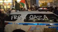 Pro-Palestinian rioters vandalize NYPD cruiser during anti-Israel protests