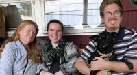 Asa Ellerup (left) lives at the home with her two adult children, Victoria and Christopher