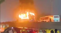 bus catches fire on Delhi-Jaipur highway