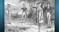 An illustration of the duel between Alexander Hamilton and Aaron Burr