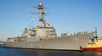The USS Thomas Hudner (pictured) shot down Houthi Kamikaze drones in the Red Sea on Wednesday