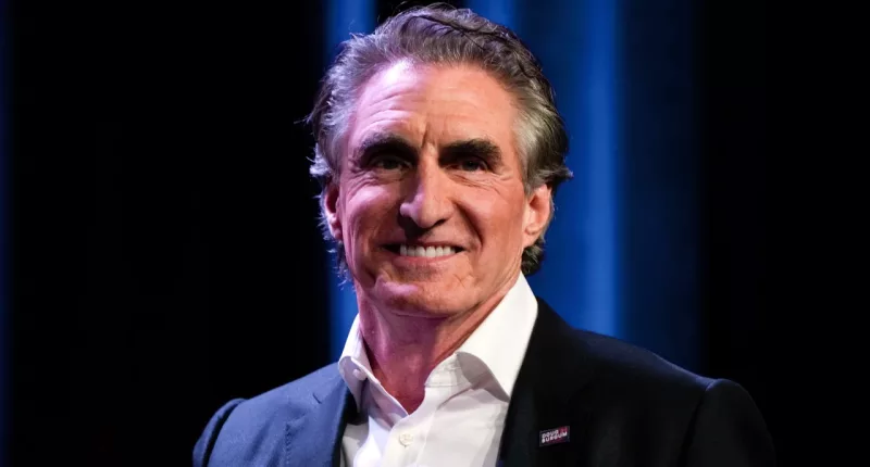 Republican presidential candidate North Dakota Gov. Doug Burgum speaks at the Republican Party of Iowa