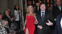 President-elect Javier Milei leaves the Teatro Colon opera house with his girlfriend, Fatima Florez, in Buenos Aires, Argentina, on Friday, November 17, 2023