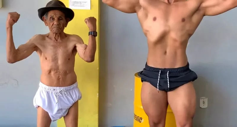 Adivaldino Vieira puts his 21-year-old grandson to shame in the gym
