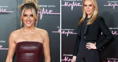 Amanda Holden dons skintight leggings while Ashley Roberts flashes legs at Kylie event