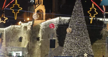 The usual celebrations in Bethlehem have been toned down this year including no Christmas tree as the Gaza war continues