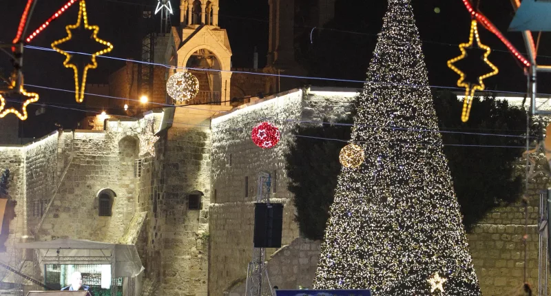 The usual celebrations in Bethlehem have been toned down this year including no Christmas tree as the Gaza war continues