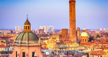 The leaning Garisenda Tower in Bologna - pictured centre next to the its tallest sister the Asinelli Tower - is at great risk of collapsing